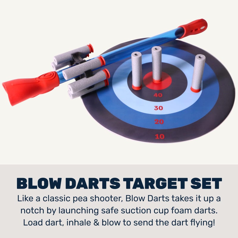 Mighty Fun! - Blow Darts Target Set - Classic Blowtube for Kids - Blow Dart Shooter, 6 Suction Cup Tipped Darts, Dart Holder and Bullseye Target - Ages 6+ - Image 2